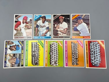 Lot of (9) 1966 Topps Baseball Cards W/ Stars - Varying Conditions