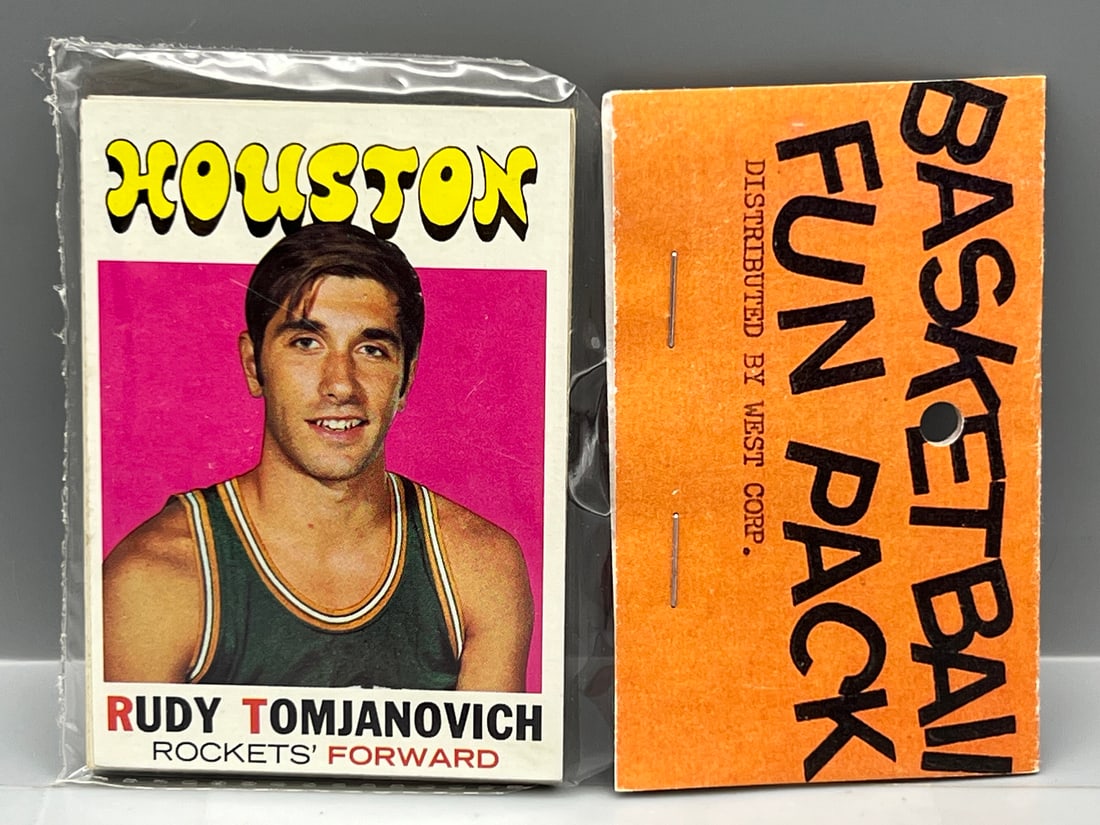 West Corp. Basketball Cello Fun Pack Repack 1971-72 Topps Unopened Pack - Rudy Tomjanovich RC On: West Corp. Basketball Cello Fun Pack Repack 1971-72 Topps Unopened Pack - Rudy Tomjanovich RC On Front & Nate Archibald RC On Back