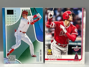 2019 Panini Status Shohei Ohtani 2nd Year #14 & 2019 Topps Opening Day Shohei Ohtani 2nd Year #100