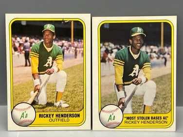 1981 Fleer Rickey Henderson #574 & #351 - 2nd Year Cards