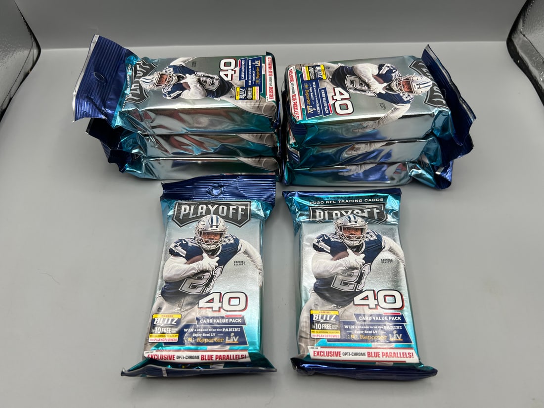 Lot of (8) 2020 Panini Playoff Football Factory Sealed Value Packs (1 of 2)