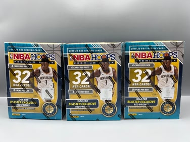 Lot of (3) 2019-20 Panini Hoops Premium Stock Basketball Factory Sealed Blaster Boxes