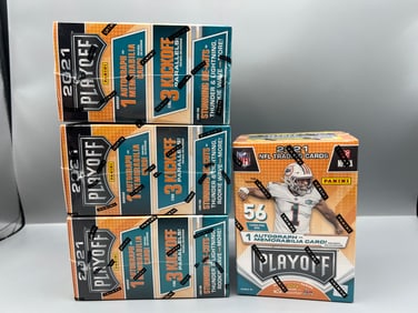 Lot of (4) 2021 Panini Playoff Football Factory Sealed Blaster Boxes
