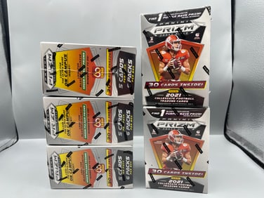 Lot of (5) 2021 Panini Prizm Draft Picks Football Factory Sealed Blaster Boxes