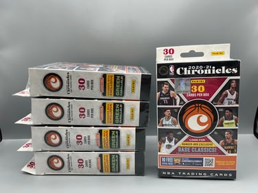 Lot of (5) 2020-21 Panini Chronicles Basketball Factory Sealed Hanger Boxes