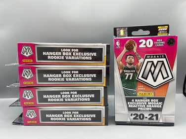 Lot of (5) 2020-21 Panini Mosaic Basketball Factory Sealed Hanger Boxes