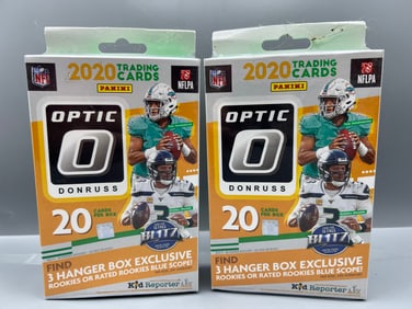 Lot of (2) 2020 Panini Donruss Optic Football Factory Sealed Hanger Boxes