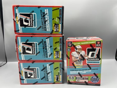 Lot of (4) 2021 Panini Donruss Holiday Football Factory Sealed Blaster Boxes
