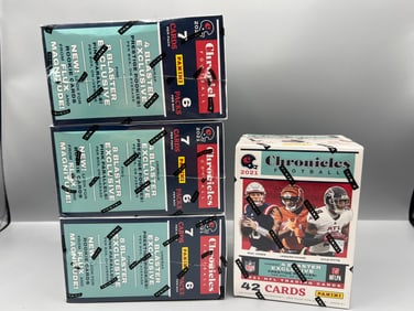 Lot of (4) 2021 Panini Chronicles Football Factory Sealed Blaster Boxes