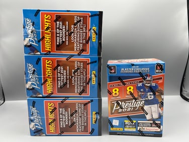 Lot of (4) 2021 Panini Prestige Football Factory Sealed Blaster Boxes