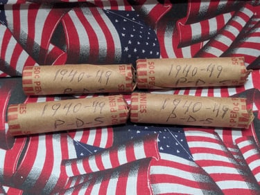 (4) Assorted Rolls Of 1940-1949 P, D, & S Lincoln Wheat Cents