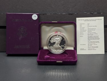 1987-S American Silver Eagle, .999 Silver In OGP With COA