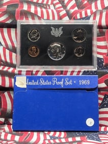 1969-S US Mint Proof Set. OGP, 40% Silver Kennedy 50c.