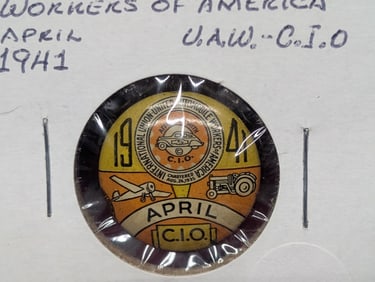 1941 United Automobile Workers of America Pin. Rare. WWII Era