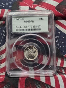 1943-D Mercury Dime, PCGS MS65 FB