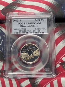 2003-S Missouri Silver State Quarter. 90% Silver. PCGS PR69DCAM. Top Tier Grader