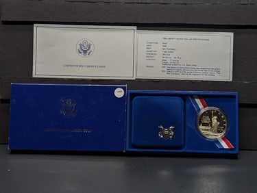 1986-S U.S. Liberty Dollar, .77 Troy oz Silver In OGP With COA