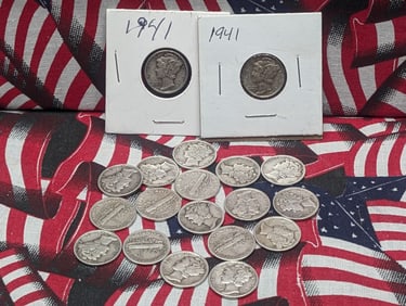 (19) Assorted Date Mercury Dimes