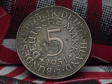 1951-J German 5 Mark .625 Silver Bundesrepublik Coin