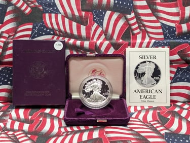 1989-S American Silver Eagle, .999 Silver In OGP With COA