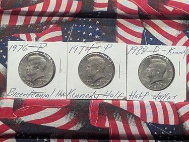 1974-P, 1976-P & 1988-D Kennedy Half Dollar UNC