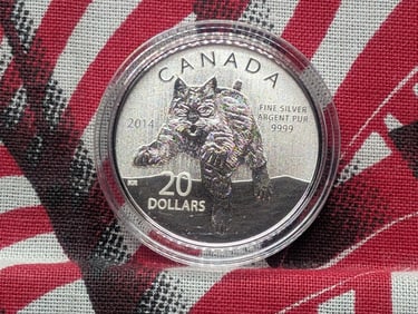 2014 Canada $20 "Bobcat", .9999 Silver