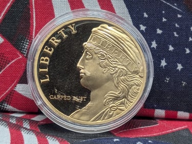 Liberty Capped Bust One Dollar Round Layered In 24 kt Gold