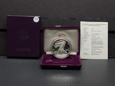 1987-S American Silver Eagle, .999 Silver In OGP With COA