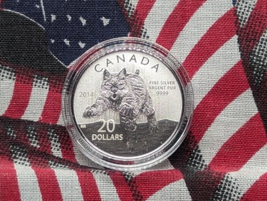 2014 Canada $20 "Bobcat", .9999 Silver