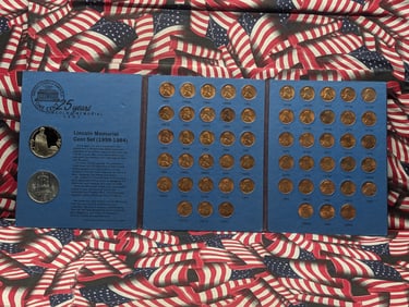 Lincoln Memorial Cent Set, 1959 To 1984, All BU In Album