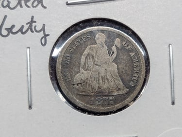 TOUGH 1877-CC Seated Liberty Dime, Rare CC Mint Type Coin