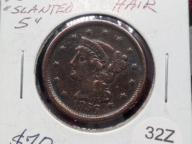 1856 "Slanted 5" Braided Hair Large Cent