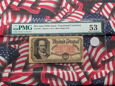 PMG Fr #1381, 50 Cent Fractional Currency About Uncirculated 53