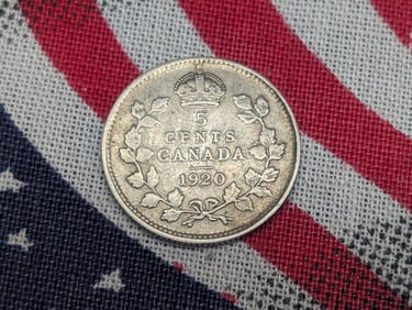 1920, .800 Silver Coin, Details, Canada 5c, Over 100 Years Old!
