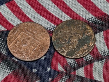 1816 S & 1840 W 1c Nederland Indie Coins, Details, Over 180 Years Old!
