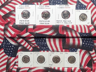 (8) Assorted Date Roosevelt Dimes, Mint, Proof Condition