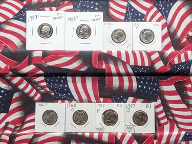 (8) Assorted Date Roosevelt Dimes, Mint, Proof Condition