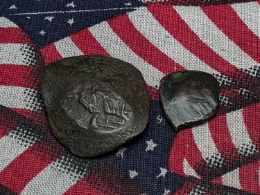 2, 12th-14th Century, Depicting Jesus & Mary-Details, Byzantine Cup Coin-Medieval Coin, over 600