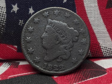 1822 Large cent, very scarce date