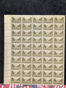 1945 U.S. Armed Forces: Army, 3-Cent Sheet Of 50 U.S. Stamps. Scotts #934. Plate Block #23324.