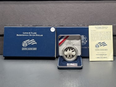 2007-P Lewis & Clark Bicentennial Silver Dollar, 90% Silver In OGP With COA