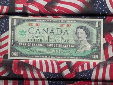 1867-1967, 100 Years, Ottawa Canada $1 Dollar, 58 Years Old