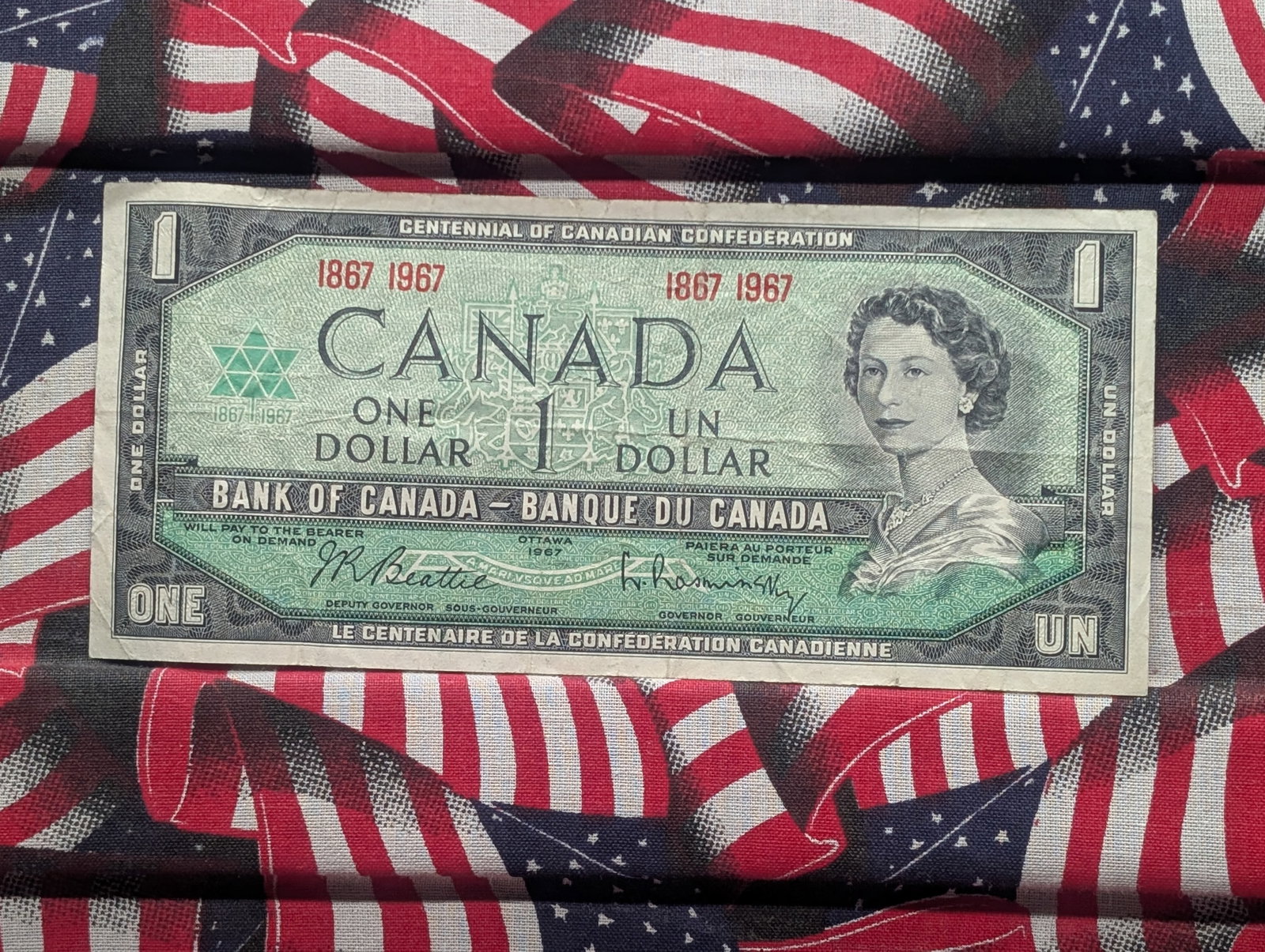 1867-1967, 100 Years, Ottawa Canada $1 Dollar, 58 Years Old: 1867-1967, 100 Years, Ottawa Canada $1 Dollar, 58 Years Old