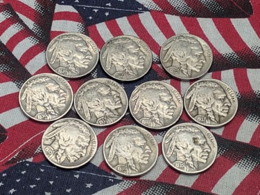 10 Mixed Date/ Mixed MM Buffalo Nickels
