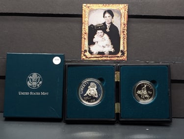 1995-S Civil War Battlefield Commemorative Coins, One Clad, One 90% Silver In OGP With COA