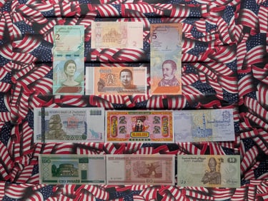 10 Foreign Crisp/Unc, Notes, Great Art