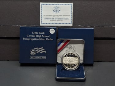 2007-P Little Rock Central High School Desegregation Silver Dollar In OGP With COA