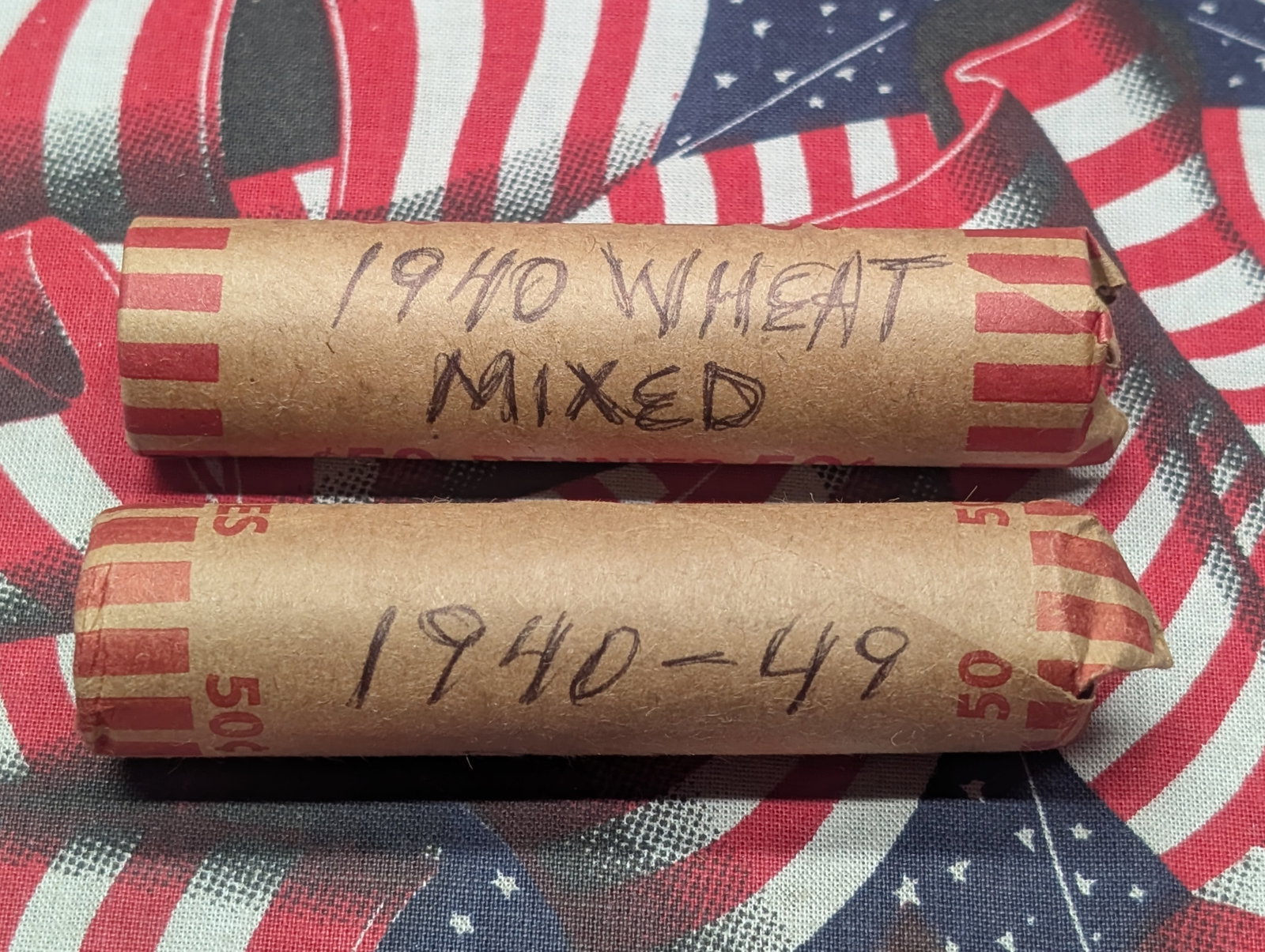 (2) Rolls Of Assorted 1940's Lincoln Wheat Cents: (2) Rolls Of Assorted 1940's Lincoln Wheat Cents