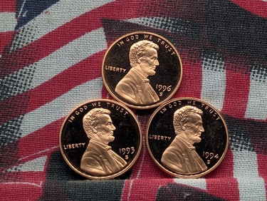 1993-S, 1994-S, 1996-S "Proof" Lincoln Cents
