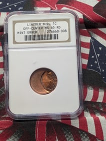 MINT ERROR NGC MS 65 RD OFF CENTER Lincoln N.D. cent